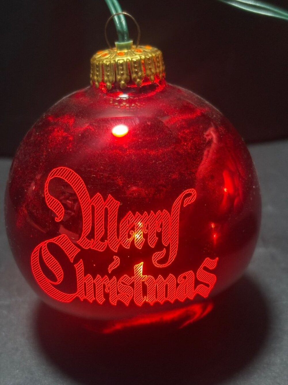LuminEtch VTG 1993 Merry Christmas Ornament Red Glass 766/10000 Holiday